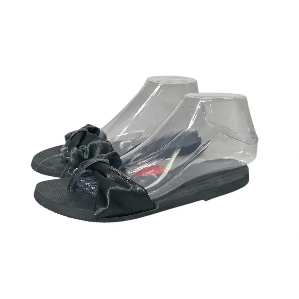Havaianas Women’s St. Tropez YOU Lush Flip Flops  New Graphite Black Satin 7/8